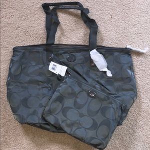 Coach Grey Tote Bag and Matching Cosmetic Bag